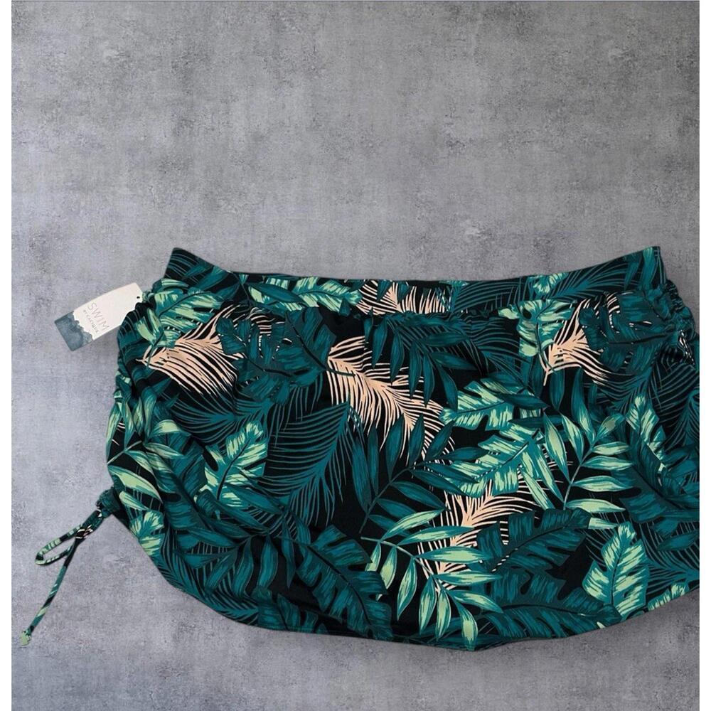 NWT Swim by Cacique Womens Swim Bottoms Palm Beach Theme Black Lining Size 18